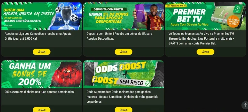 Bónus disponíveis na Premier Bet