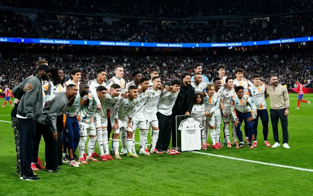 A homenagem dos merengues a Marcelo, no Santiago Bernabéu. Foto: Angel Martinez/Getty Images.