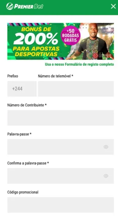 Fazer o registo na Premier Bet Angola