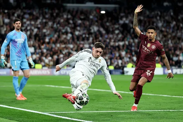 Valverde durante a vitória sobre o Manchester City. Foto: Getty Images