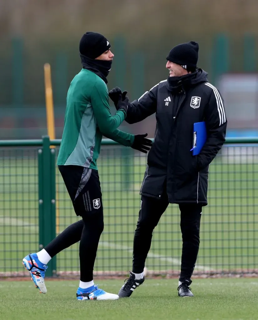 Rogers e Emery no treino. Foto: Morgan Harlow/Getty Images.