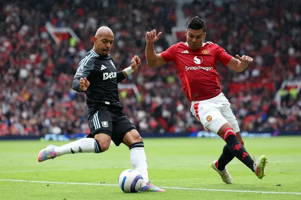 Aston Villa perdeu com o Manchester United. Foto: Getty Images