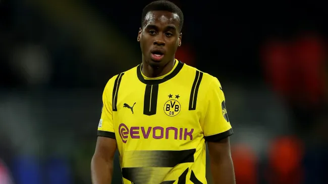 Jamie Gittens defrontou o Sporting, esta época, ao serviço do Borussia Dortmund, na Champions League. Foto: Lars Baron/Getty Images