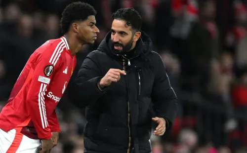 Marcus Rashford com Ruben Amorim no Manchester United. Foto: Getty Images.