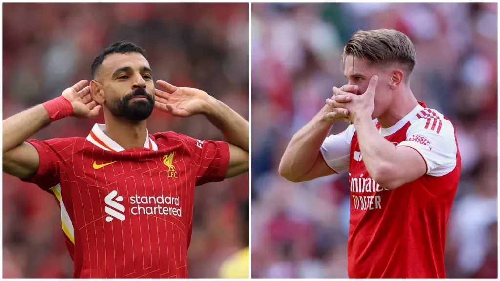 Salah e Gyokeres serão dois jogadores em foco no Liverpool x Arsenal. Fotos: Getty Images.