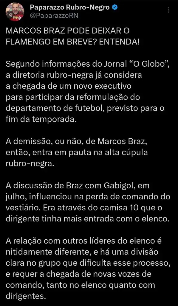 Paparazzo Rubro-Negro repercute informação via Twitter