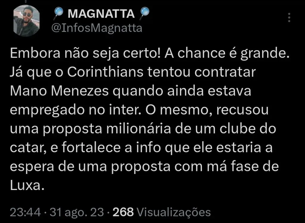 Informação foi divulgada pelo perfil no Twitter