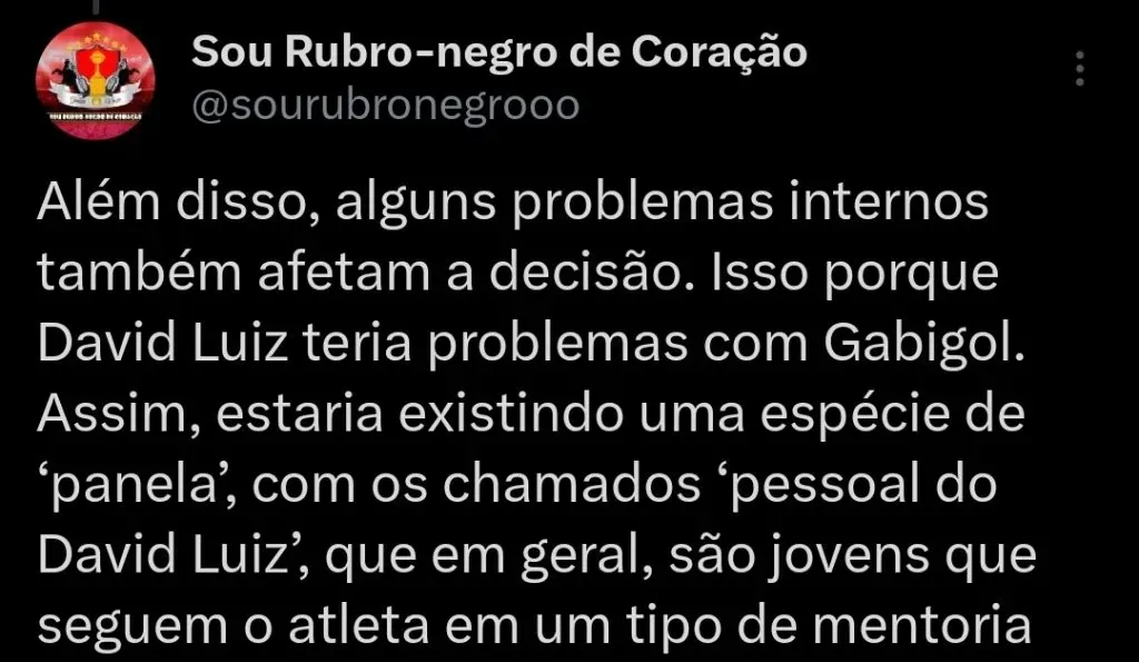 Sou Rubro-negro de Coração via Twitter