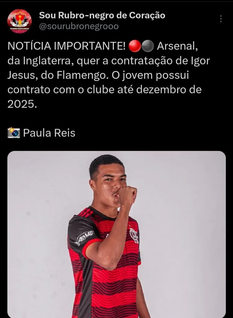 Sou Rubro-negro de Coração via Twitter