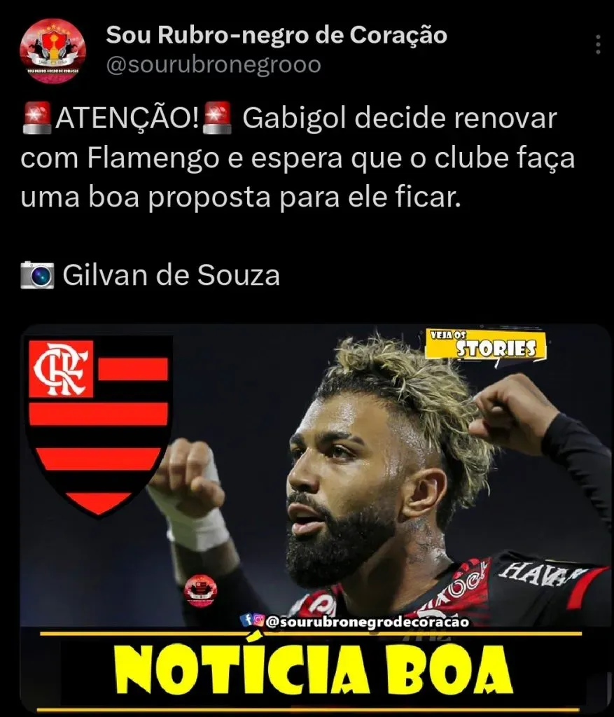 Sou Rubro-negro de Coração via Twitter