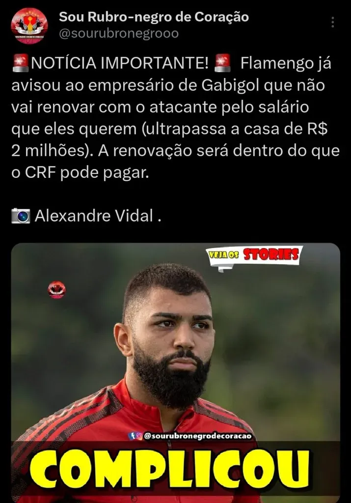 Sou Rubro-negro de Coração via Twitter