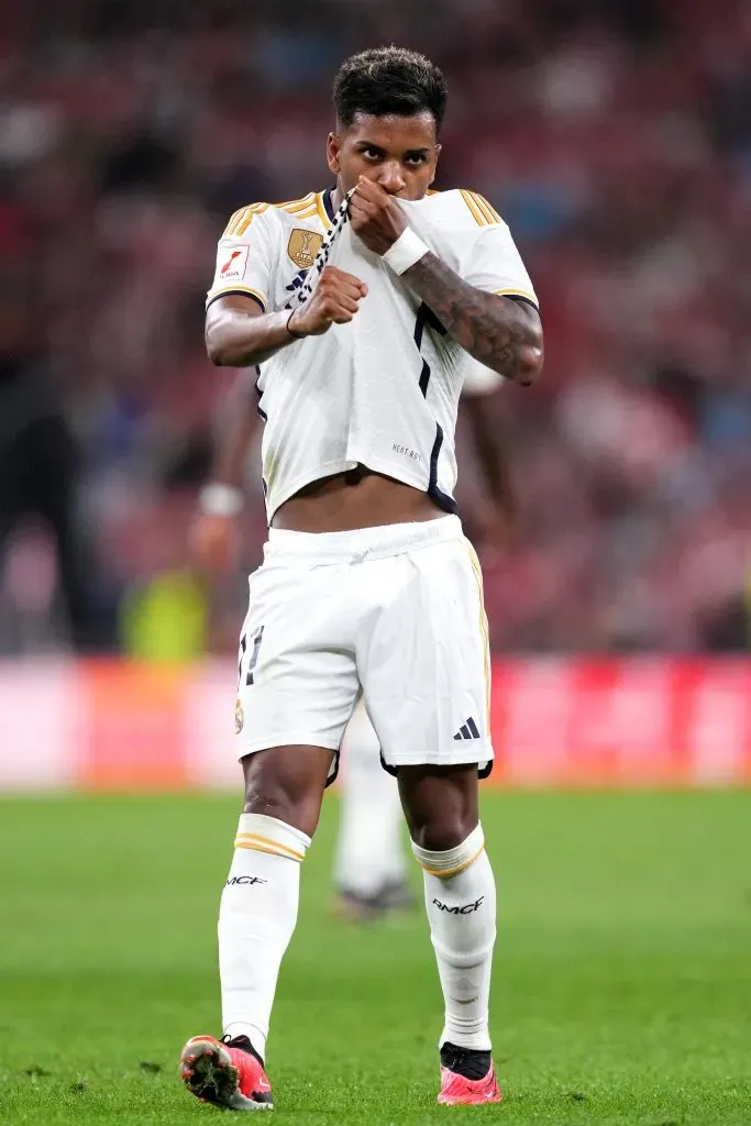 BILBAO, SPAIN – AUGUST 12: mad11celebrates after scoring the team’s first goal during the LaLiga EA Sports match between Athletic Club and Real Madrid CF at Estadio de San Mames on August 12, 2023 in Bilbao, Spain. (Photo by Juan Manuel Serrano Arce/Getty Images)
