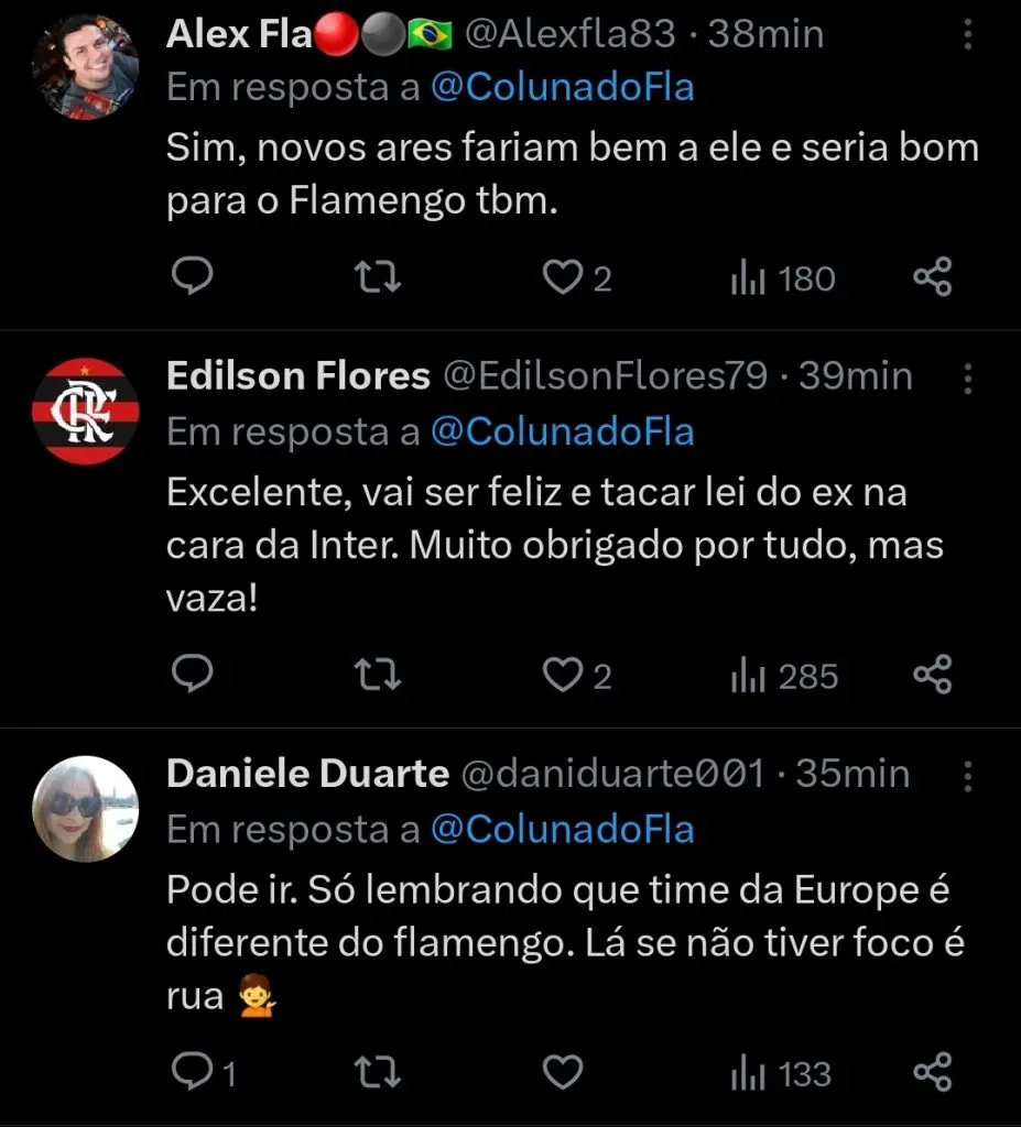 Repercussão dos flamenguistas via Twitter