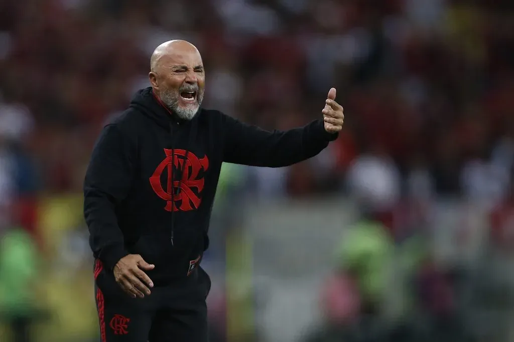 Jorge Sampaoli comandando o Flamengo na Libertadores. (Photo by Wagner Meier/Getty Images)