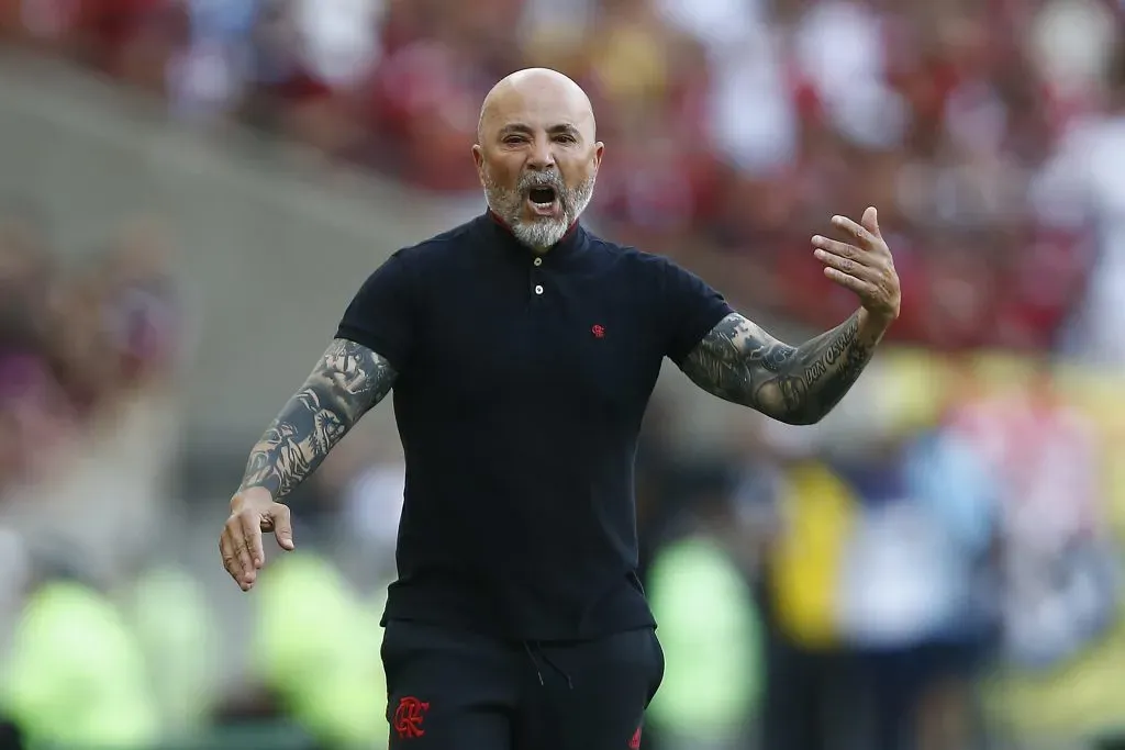 Jorge Sampaoli em ação pelo Flamengo. (Photo by Wagner Meier/Getty Images)