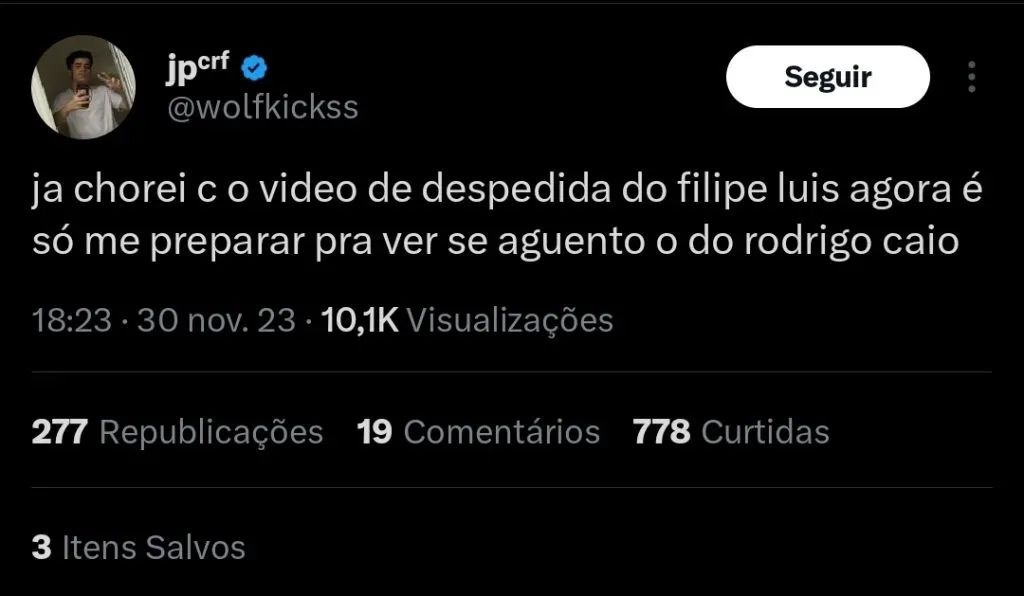 Torcedor do Flamengo comenta sobre a saída do defensor.