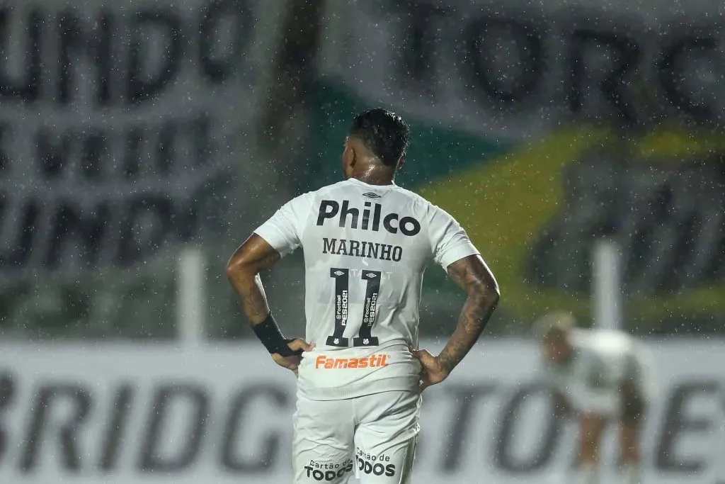 SANTOS, Brasil – 20 de abril: Marinho do Santos aparece durante a partida entre Santos e Barcelona SC pelo Grupo C da Copa Conmebol Libertadores 2021, no Estádio Vila Belmiro, em 20 de abril de 2021, em Santos. (Foto: Guilherme Calvo-Pool/Getty Images)