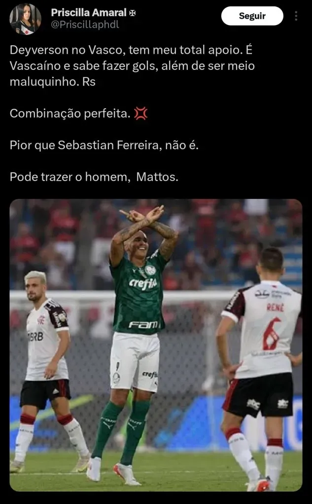 Torcida apoia a chegada de Deyverson.