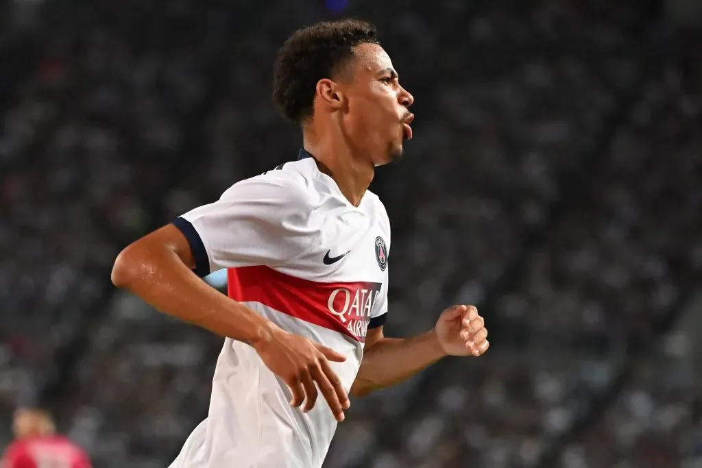 OSAKA, JAPAN – JULY 28: Hugo Ekitike of Paris Saint-Germain celebrates scoring his side’s first goal during the preseason friendly match between Cerezo Osaka and Paris Saint-Germain at Yanmar Stadium Nagai on July 28, 2023 in Osaka, Japan. (Photo by Kenta Harada/Getty Images)
