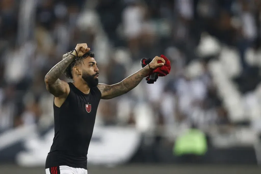Gabigol comemora gol pelo Flamengo jogando no Rio de Janeiro. Foto: Wagner Meier/Getty Images