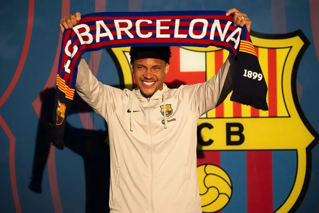 Vitor Roque is unveiling at Spotify Camp Nou (Photo by David Ramos/Getty Images)