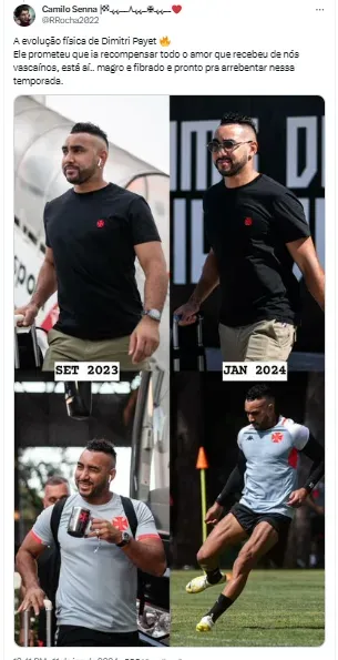 Torcida elogia evolução física de Payet