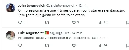 Torcedores do Santos ficam revoltados com a situação de Lucas Lima