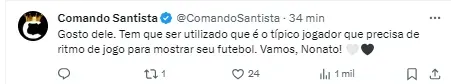 Torcida do Santos comenta sobre Nonato