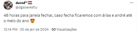 Torcedor comenta sobre André e Arias