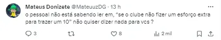 Torcedor comenta sobre Abel pedir camisa 10