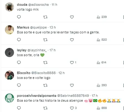 Torcida do Palmeiras comenta sobre negócio com Fellipe Jack