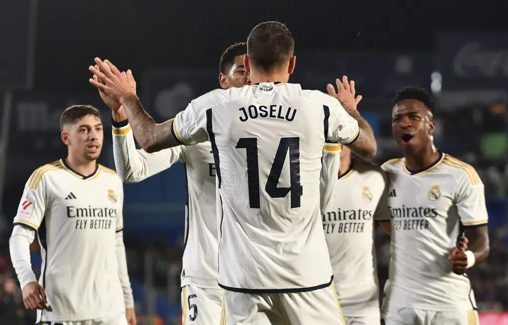 Joselu of Real Madrid celebrates and Real Madrid (Photo by Denis Doyle/Getty Images)