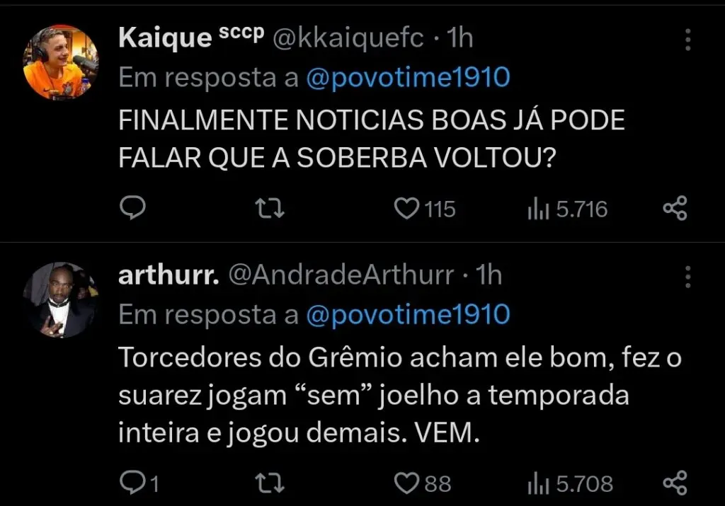 Repercussão via Twitter