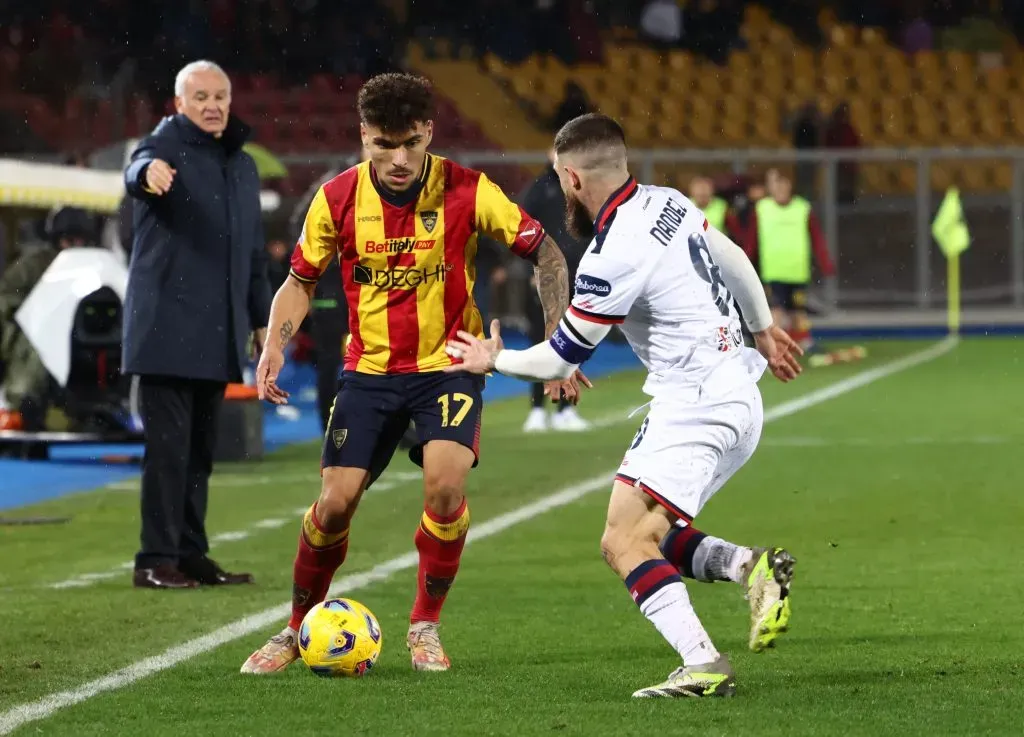 Nahitan Nández contra o Lecce. (Photo by Maurizio Lagana/Getty Images)