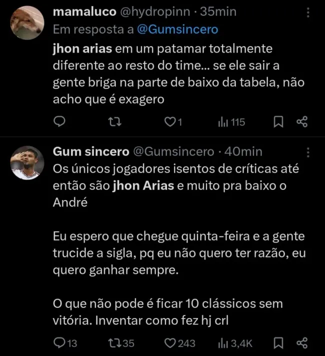 Repercussão via Twitter