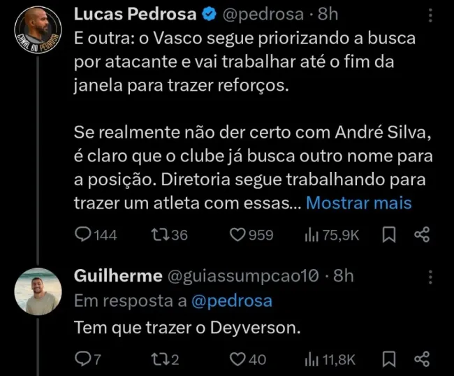 Repercussão via Twitter