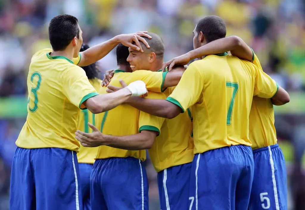 Ronaldo celebrates scoring his goal.  (Photo by Stuart Franklin/Getty Images)