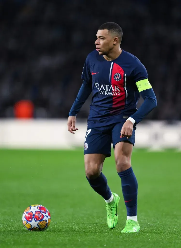 SAN SEBASTIAN, SPAIN – MARCH 05: Kylian Mbappe of Paris Saint-Germain runs with the ball during the UEFA Champions League 2023/24 round of 16 second leg match between Real Sociedad and Paris Saint-Germain at Reale Arena on March 05, 2024 in San Sebastian, Spain. (Photo by David Ramos/Getty Images)