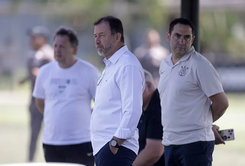 Augusto Melo, presidente do Corinthians, no treino | Foto: Rodrigo Coca/Agência Corinthians