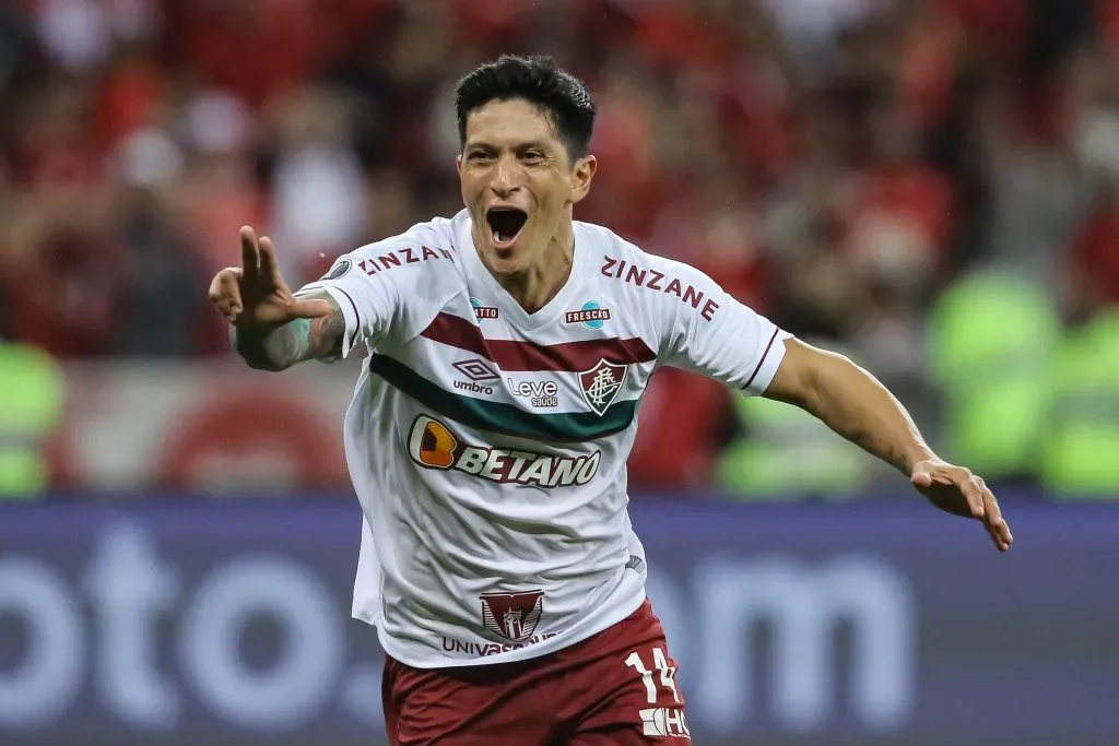 Germán Cano celebrando gol pelo Fluminense. (Photo by Pedro H. Tesch/Getty Images)