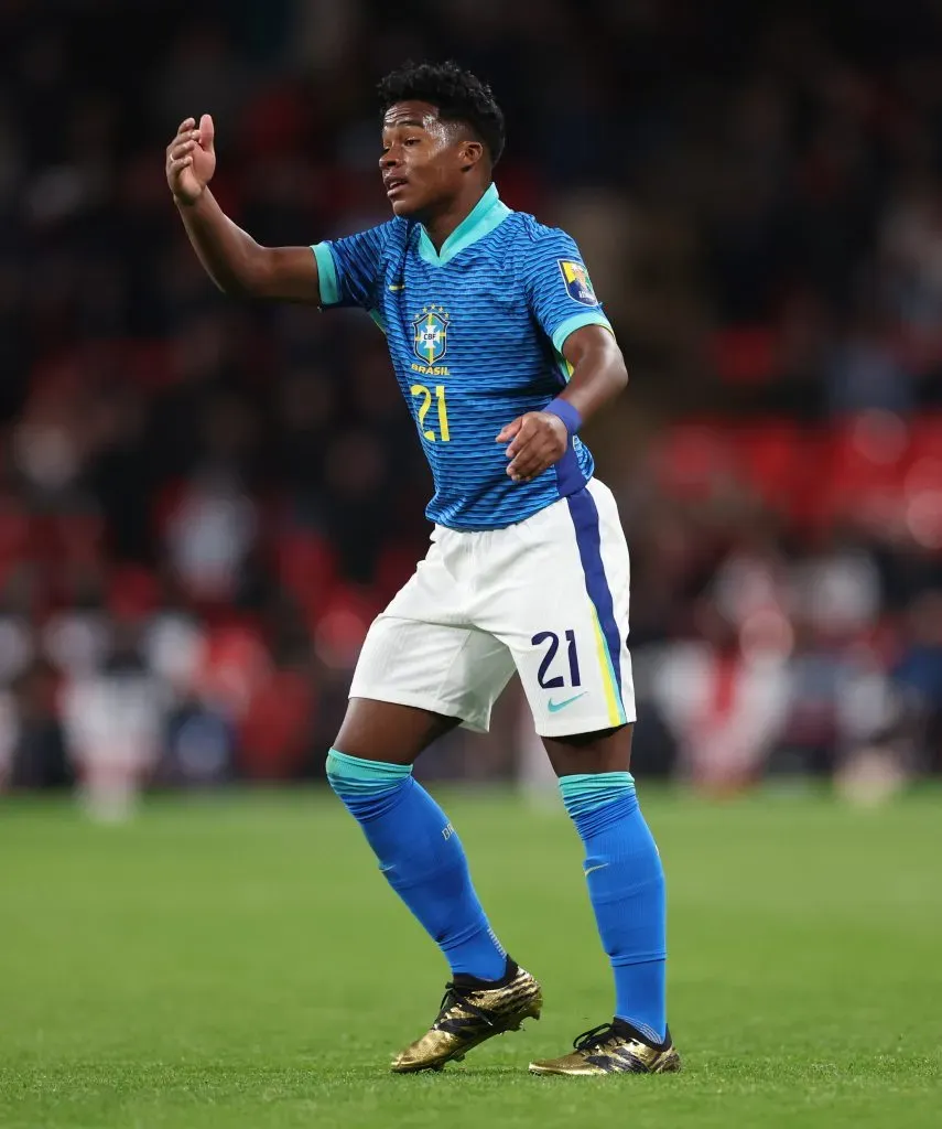 Endrick está em Madri com a Seleção Brasileira. Foto: Catherine Ivill/Getty Images