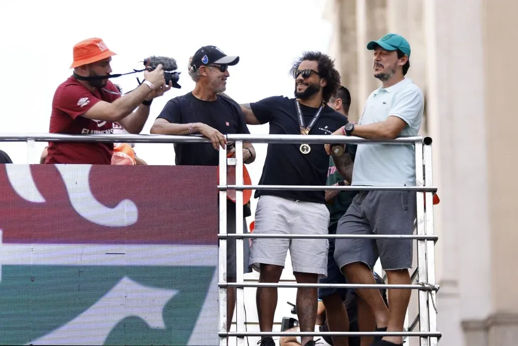 Marcelo no trio elétrico comemorando título do Fluminense. Foto: Wagner Meier/Getty Images