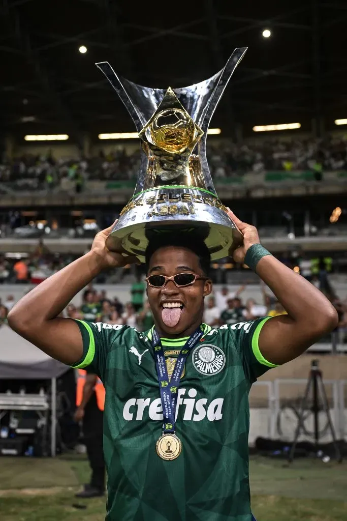 Endrick é duas vezes campeão brasileiro pelo Palmeiras. Foto: Pedro Vilela/Getty Images