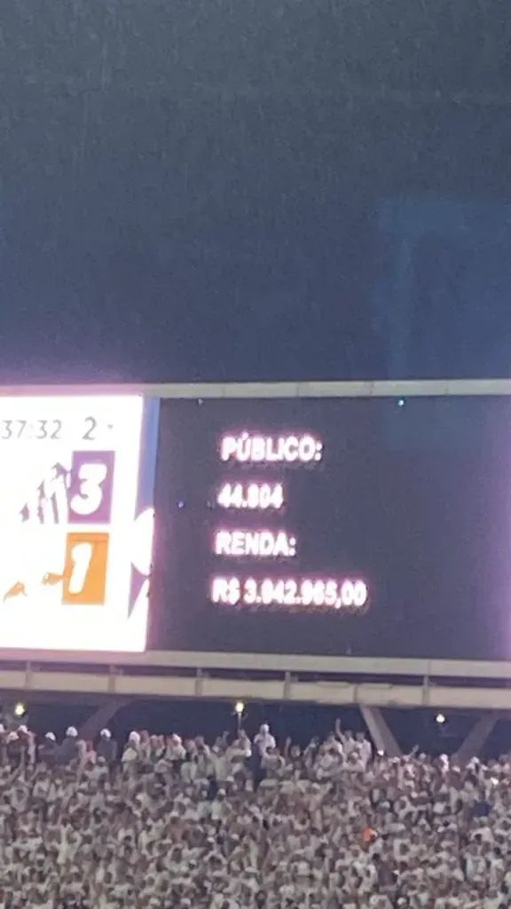 Público e renda da partida entre Santos x RB Bragantino: Foto/Reprodução: Redes Sociais