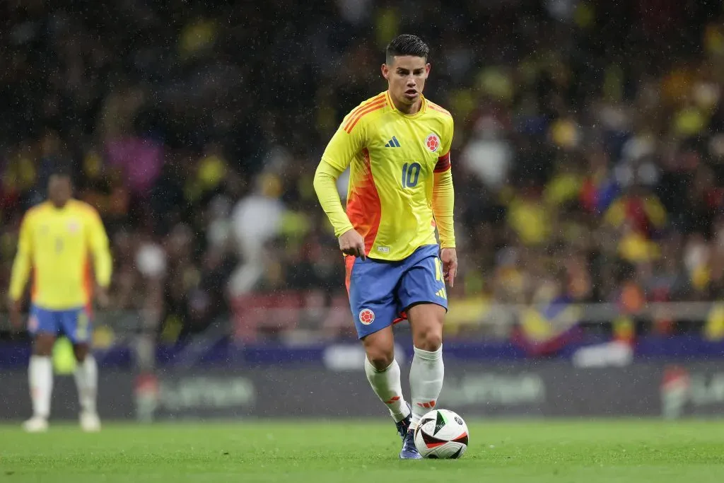 MADRID, SPAIN – MARCH 26: James Rodriguez of Colombia controls the ball during the friendly match between Romania and Colombia at Civitas Metropolitan Stadium on March 26, 2024 in Madrid, Spain. (Photo by Gonzalo Arroyo Moreno/Getty Images) (Photo by Gonzalo Arroyo Moreno/Getty Images)