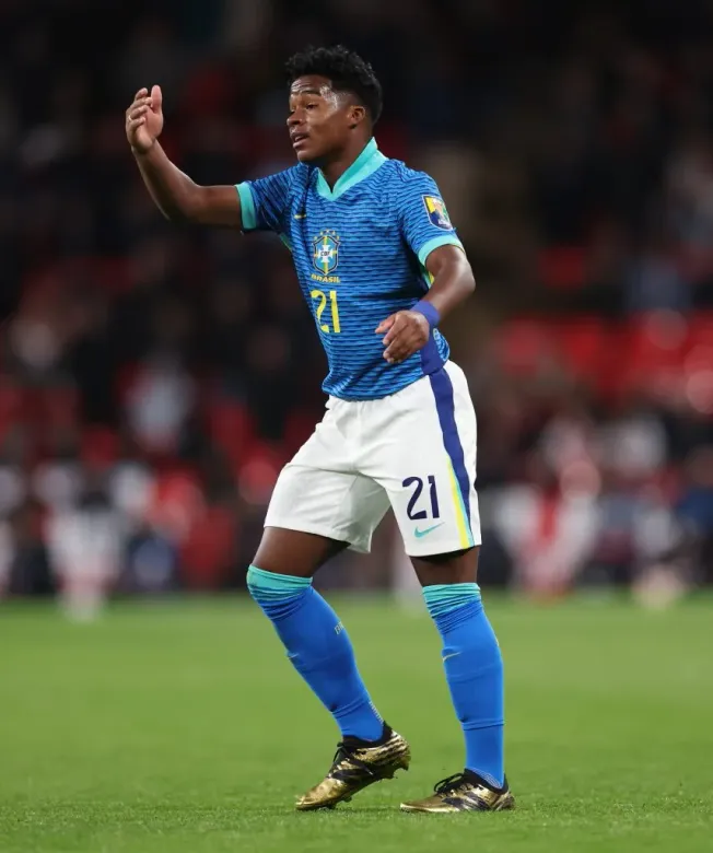 Endrick of Brazil . (Photo by Catherine Ivill/Getty Images)