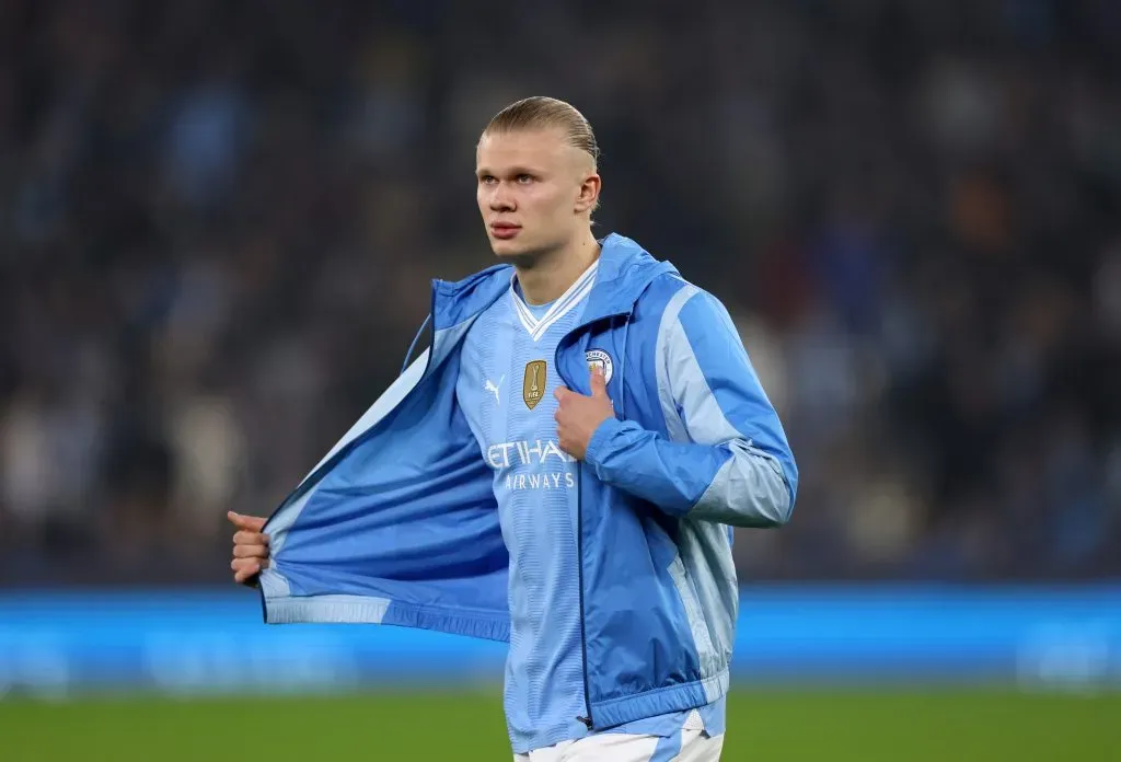 Erling Haaland of Manchester City . (Photo by Catherine Ivill/Getty Images)