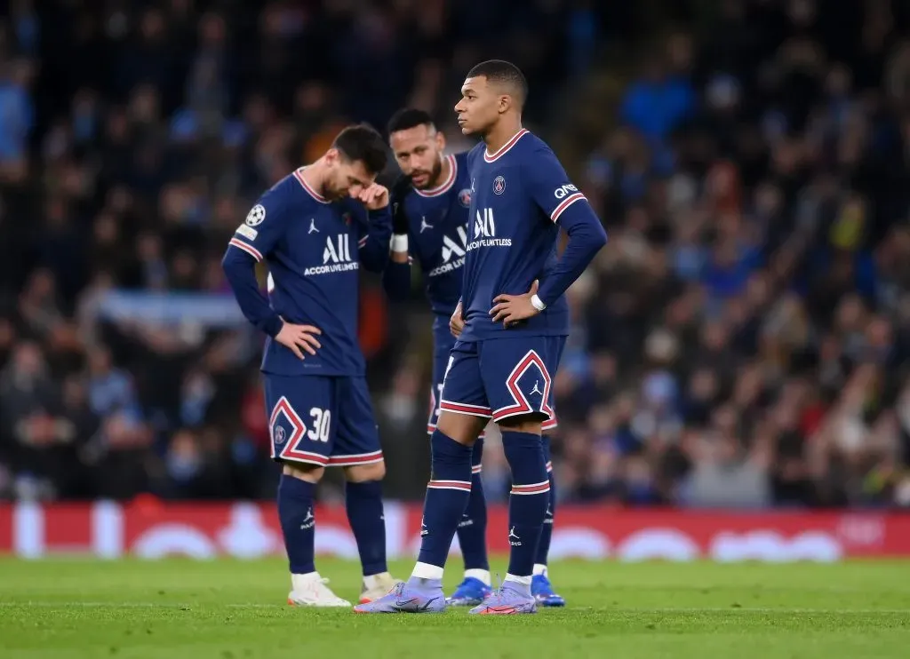 Neymar, Mbappé e Messi. (Photo by Laurence Griffiths/Getty Images)