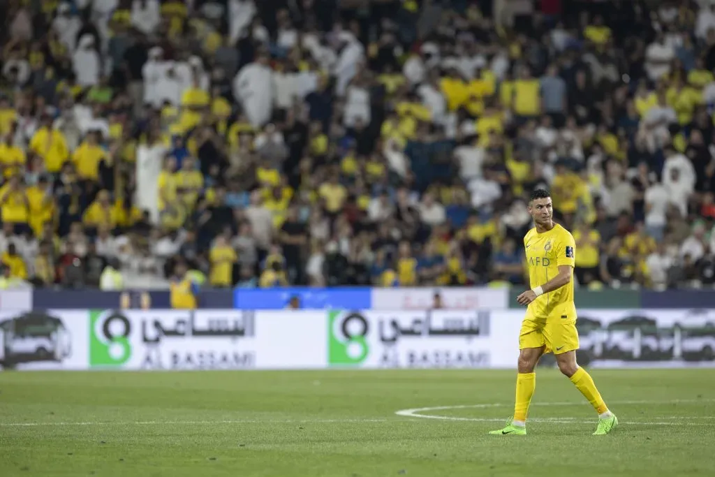 ABU DHABI, UNITED ARAB EMIRATES – APRIL 08: Cristiano Ronaldo of Al Nasr leaves the field after being sent off during the Saudi Super Cup between Al Hilal and Al Nassr at Mohammed Bin Zayed Stadium on April 08, 2024 in Abu Dhabi, United Arab Emirates. (Photo by Neville Hopwood/Getty Images)