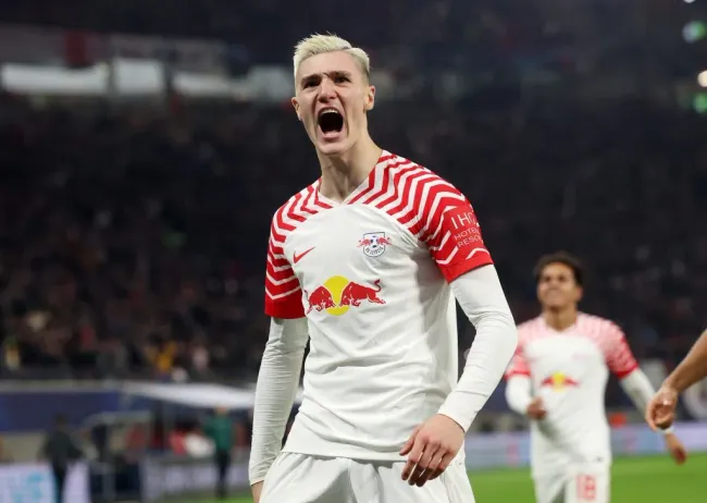 Benjamin Sesko of RB Leipzig (Photo by Alexander Hassenstein/Getty Images)